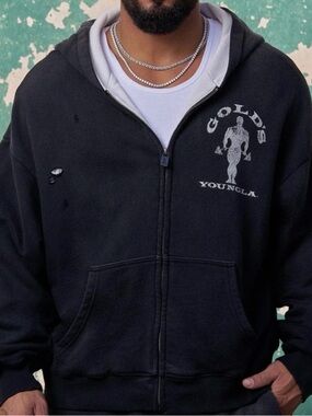 YOUNGLA 5226 GOLDS IRON LEGACY LAYERED ZIP UPS BLACK - M